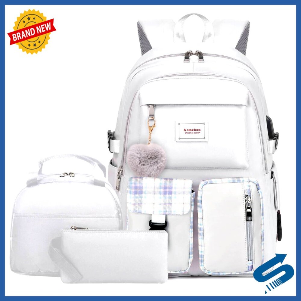 Roomy Laptop Backpack Set Casual Daypack Lightweight Durable Polyester Travel